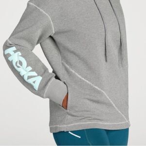 HOKA One One All-Day Hoodie Pullover UNISEX Small/Medium Gray w/ Light Blue Logo